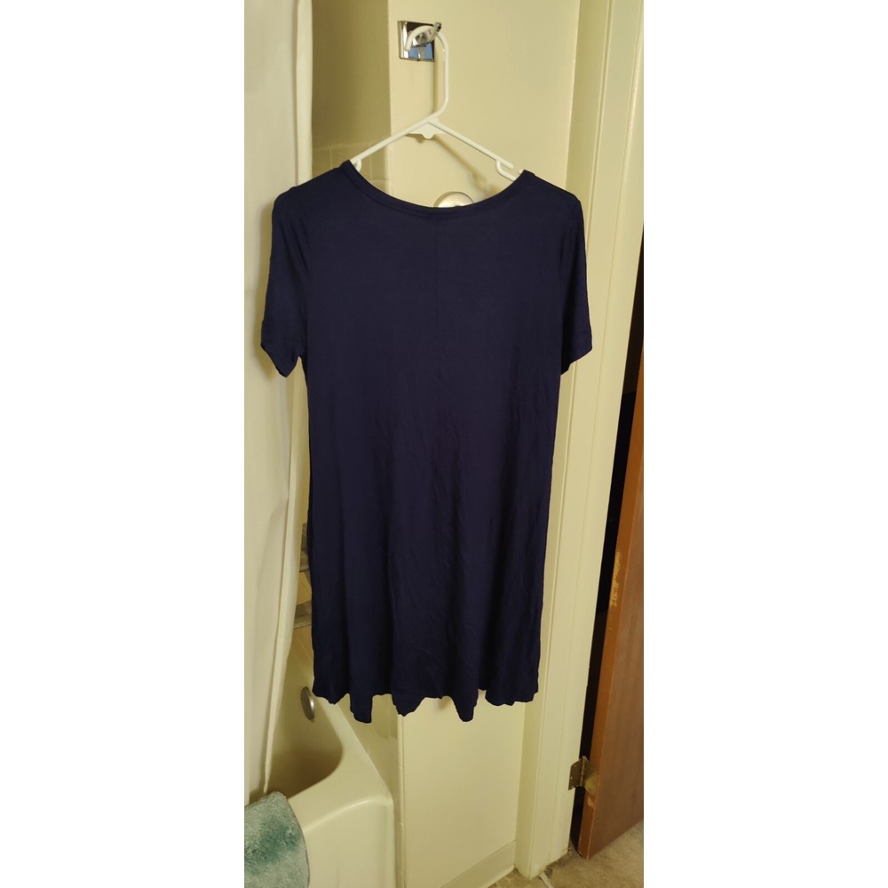 Anyjoin Womens Navy Blue Short Sleeve Swing T-Shirt‎ Dress Size L NWT